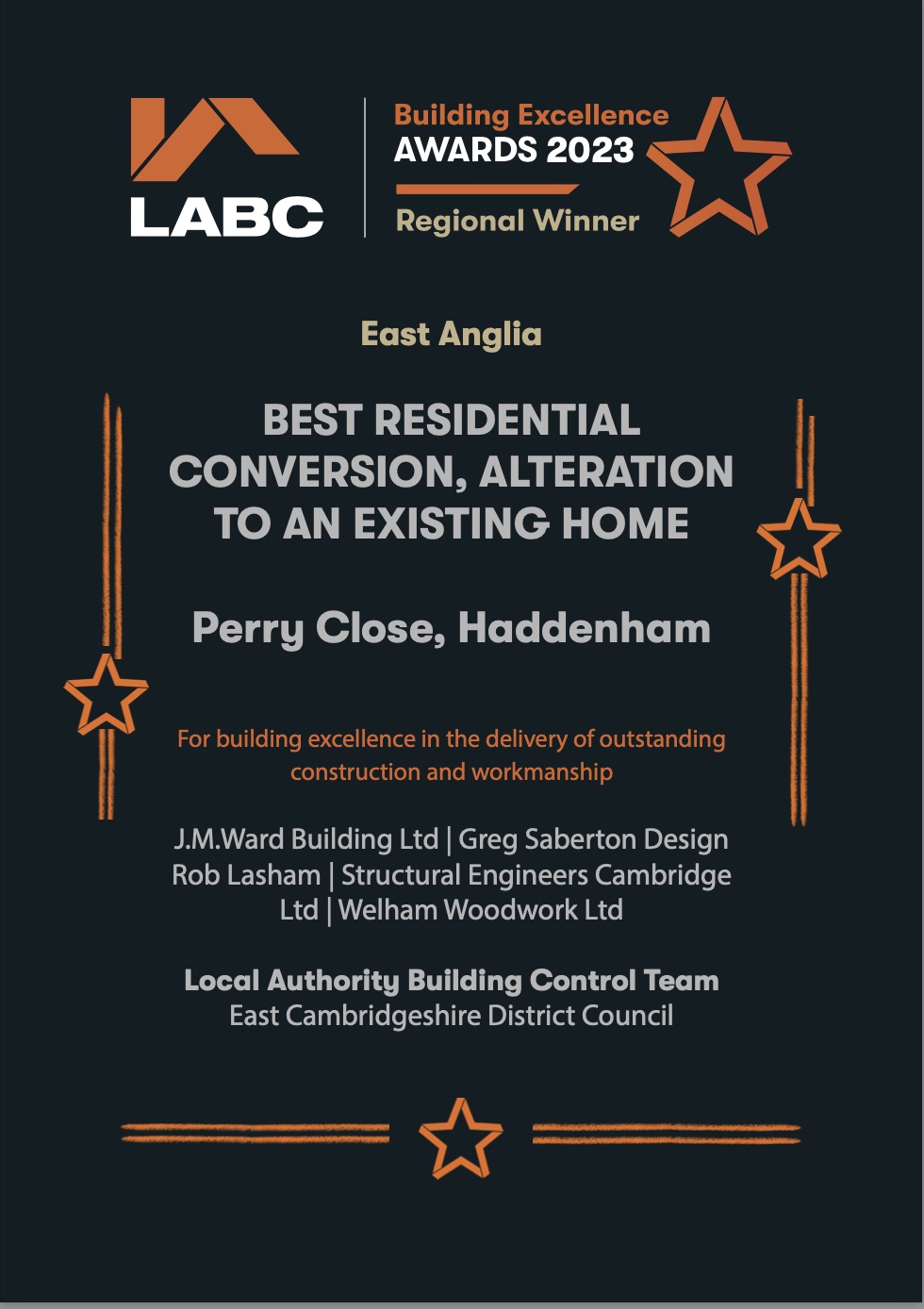 LABC – AWARD – J M Ward